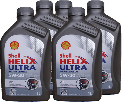 5 X 1 Liter Shell 5W-30 Helix Ultra Professional AB