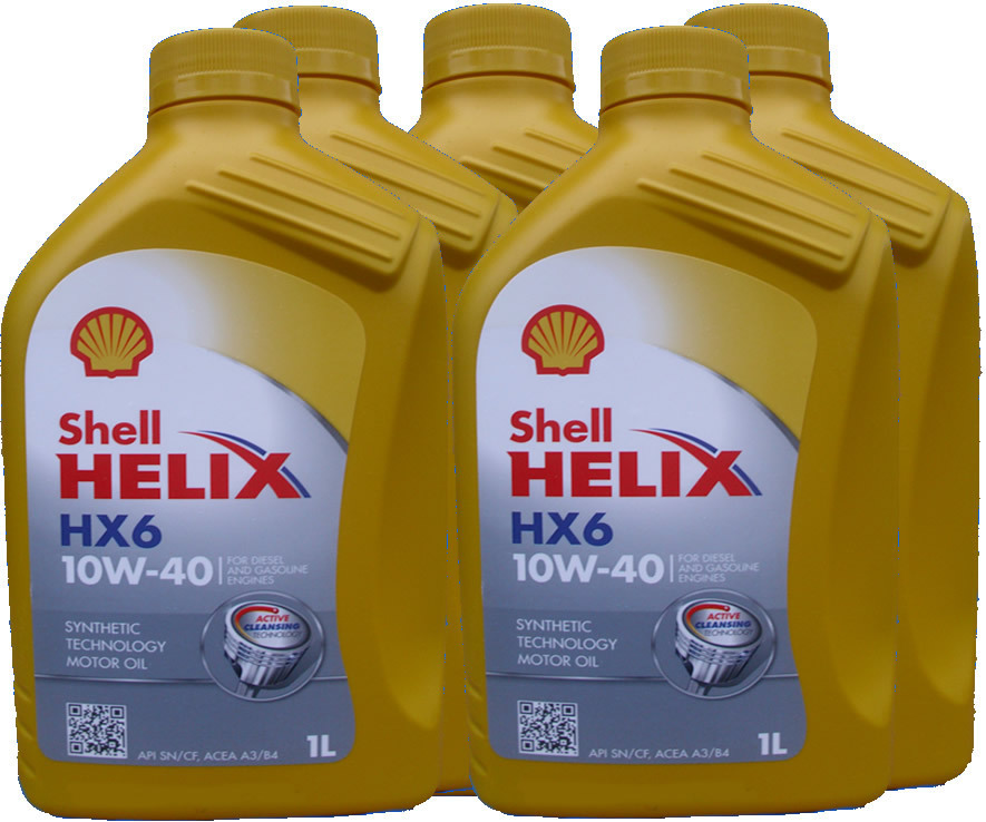 5 X 1 Liter Shell Helix 10W-40 HX6