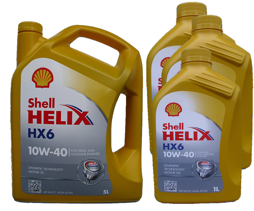 5L + 3L= 8 Liter Shell Helix 10W-40 HX6