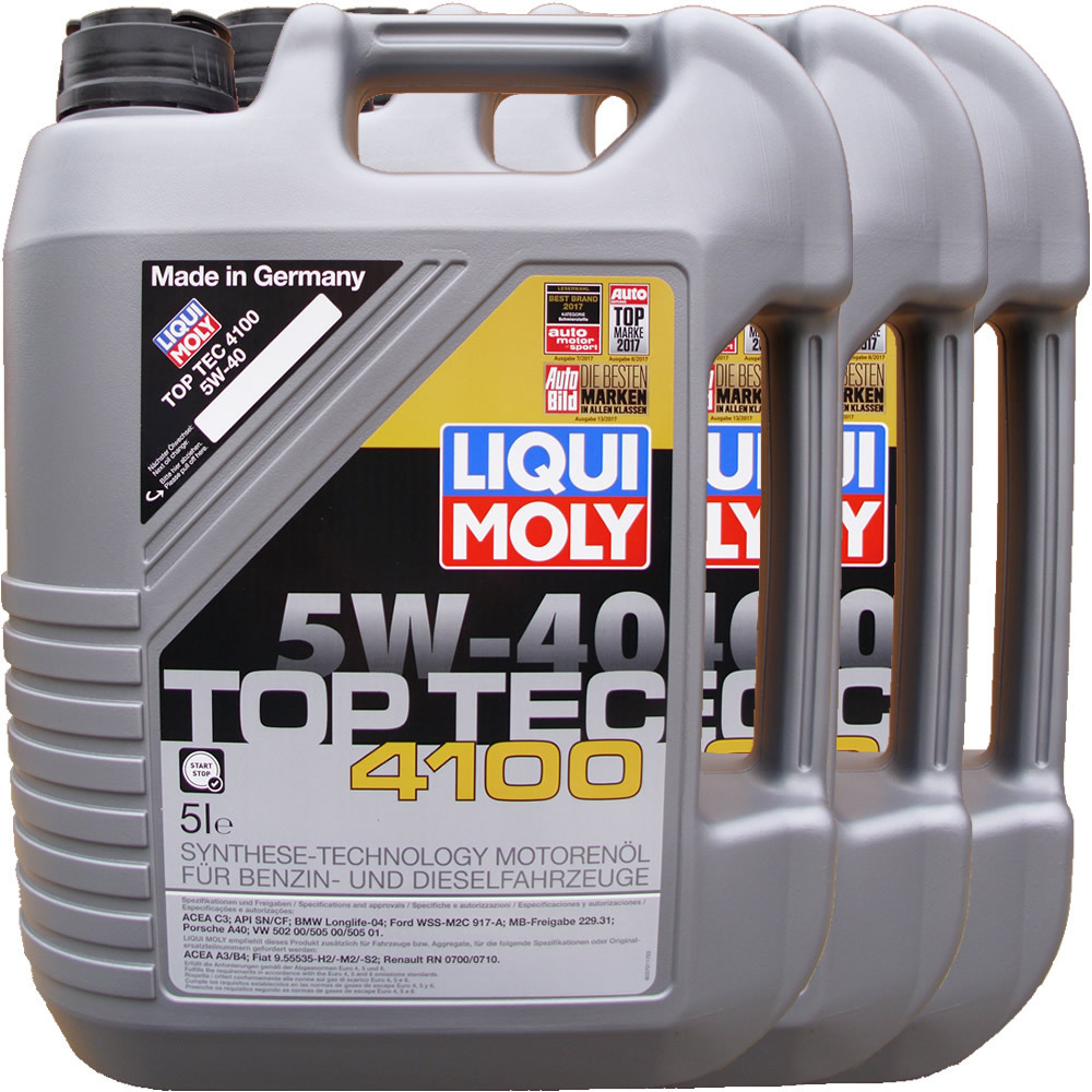 3 X 5 Liter Liqui Moly 5W-40 Top Tec 4100