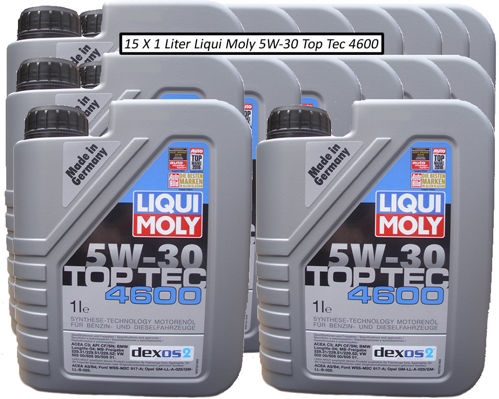 15 X 1 Liter Liqui Moly 5W-30 Top Tec 4600