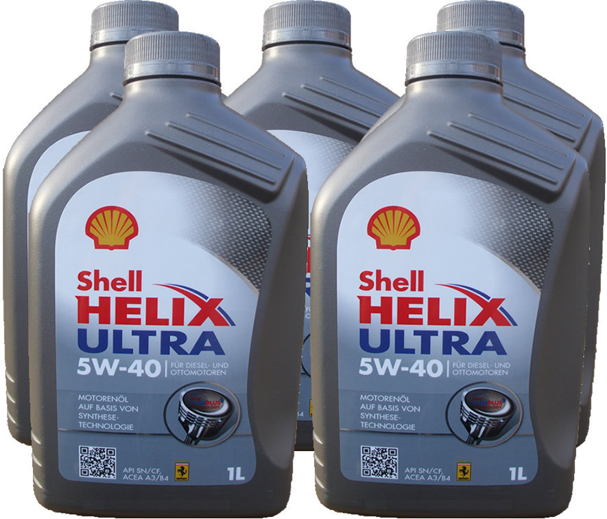 5 X 1 Liter Shell 5W-40 Helix Ultra