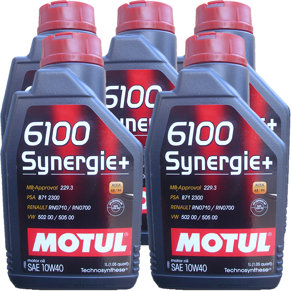 5 X 1 Liter Motul 10W-40 6100 Synergie+