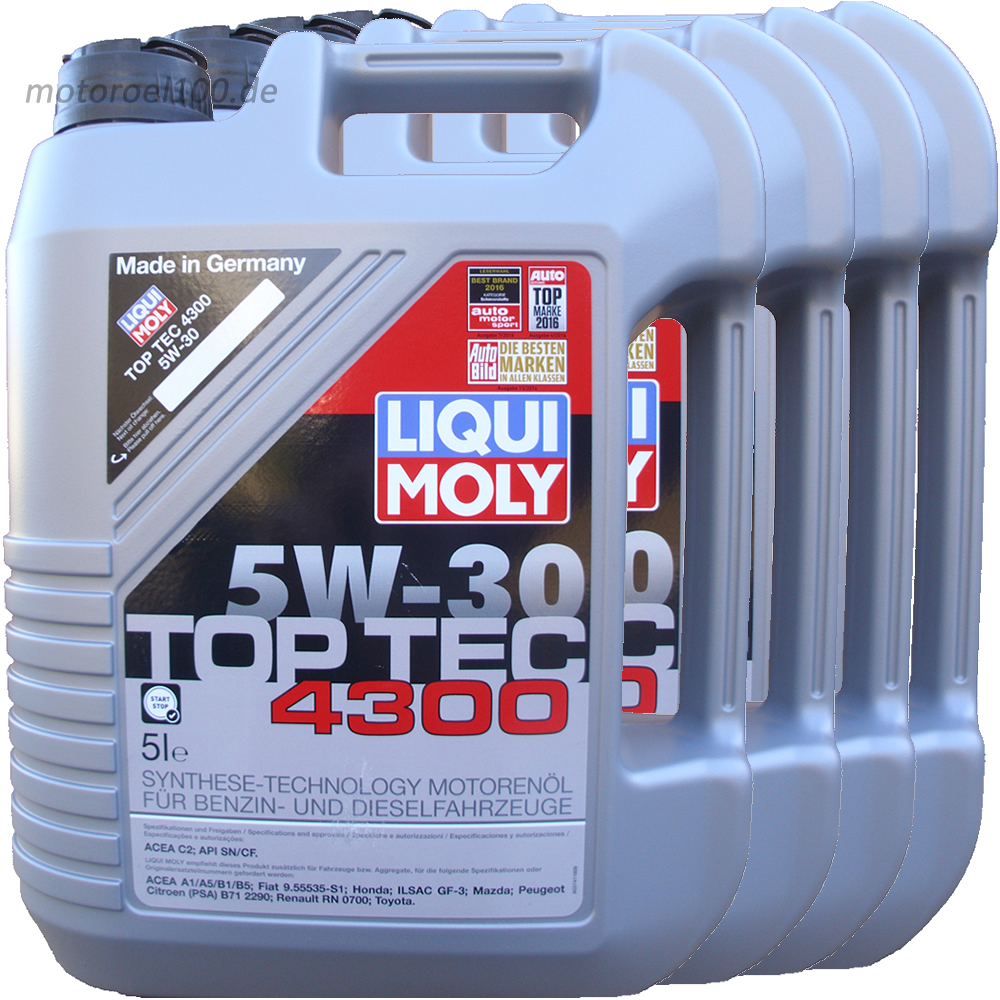 4 X 5L = 20 Liter Liqui Moly 5W-30 TOP TEC 4300