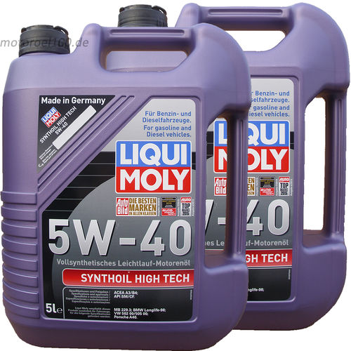 2 X 5L = 10 Liter Liqui Moly 5W-40 Synthoil High Tech