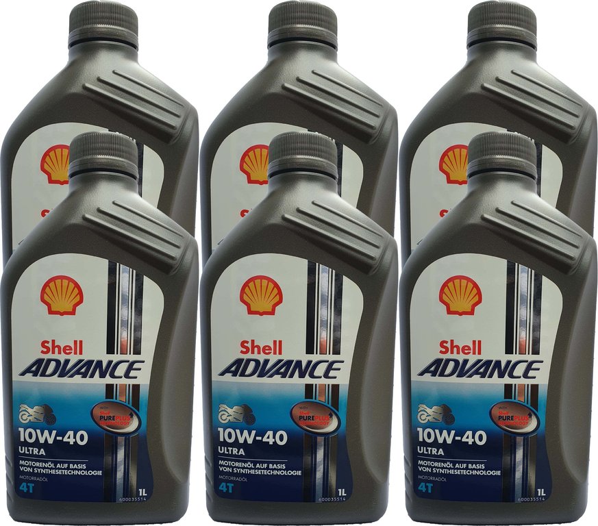 Shell 10W-40 ADVANCE 4T Ultra - JASO MA2 6 X 1 Liter