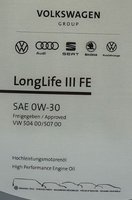 0W-30 VW Audi Seat Skoda