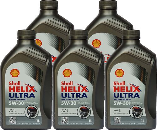 5x1 Liter Shell 5W-30 Helix Ultra Professional AV-L  / Longlife 3